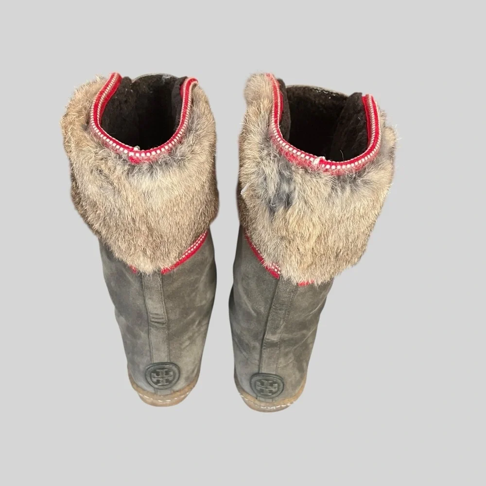 Tory Burch Gray Lambskin Suede.